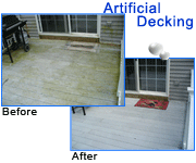 Artificial Decking - Click here for larger before and after photos of this house washing project for artificial decking