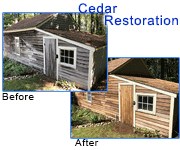 Cedar Restoration - Click here for larger before and after photos of this house washing project for cedar restoration