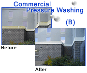 Commercial Pressure Washing - Click here for larger before and after photos of this commercial pressure washing project