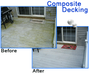 Composite Decking - Click here for larger before and after photos of this house washing project for composite decking